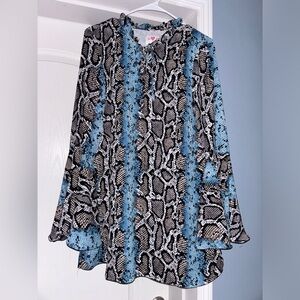 Buddy Love Blue and Black Snake Print Dress